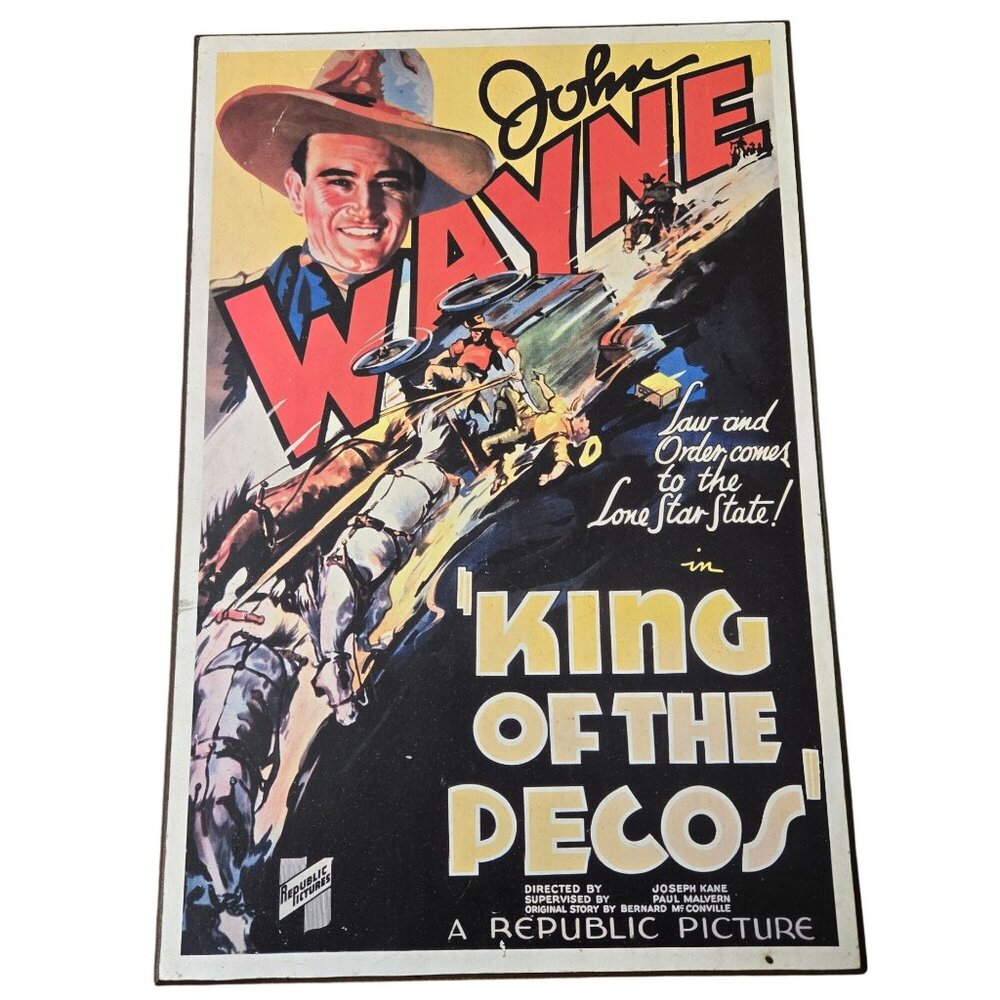 Vintage John Wayne "King‎ Of The Pecos" Movie Wall Decor 1985 Radio Days